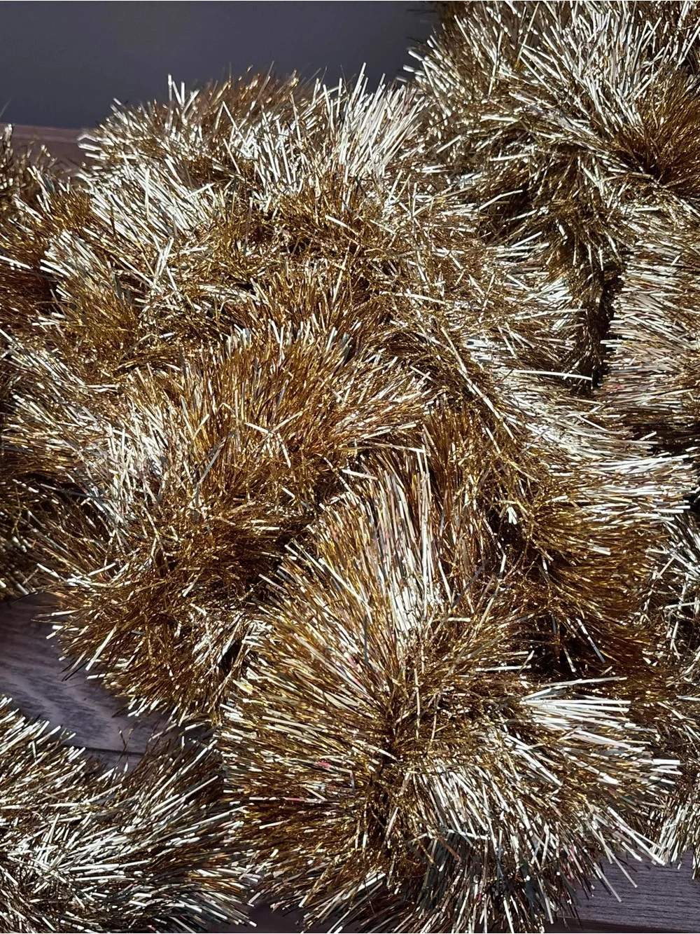 NOS Vintage Gold Tinsel Garland Christmas Decor 3 Pieces = 884”/73.5Feet
